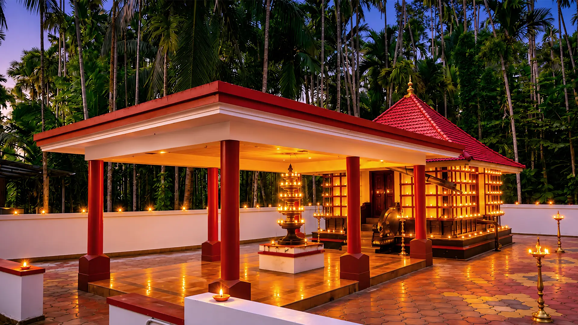 പടിഞ്ഞീരാട് കാവ് ശ്രീ ഭദ്രകാളി ക്ഷേത്രം സന്ധ്യാ ദൃശ്യം